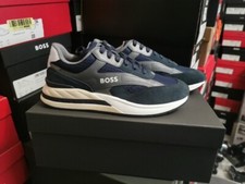 Image of Hugo Boss Mens Kurt Runn Trainers Dark Blue Size 7 brand new boxed