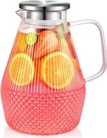 Wasserkaraffe 2.4L Glaskaraffe Borosilikatglas Deckel HitzebestäNdig