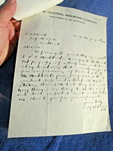 1911 MAINE CENTRAL RAILROAD - NORTH ELLSWORTH TELEPHONE - Nicolin Sta Agreement - Picture 6 of 6