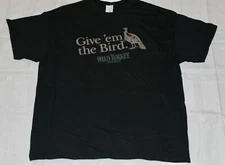 Wild Turkey Bourbon " Give 'em The Bird " Black Short Sleeve T Shirt ~ Size XL