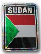Sudan Country Flag Reflective Decal Bumper Sticker 3.875" x 3"