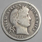 1916 Barber Dime. Silver 7157