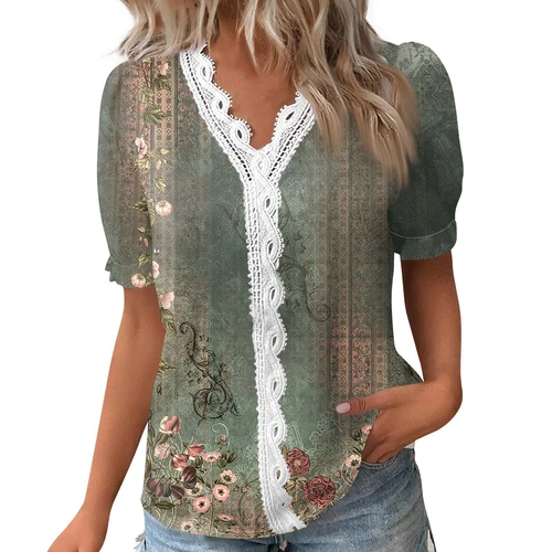 Womens Base Loose Short Pullover Summer Tops Sleeve V neck Ladies Shirt Blouse - Bild 14 von 64