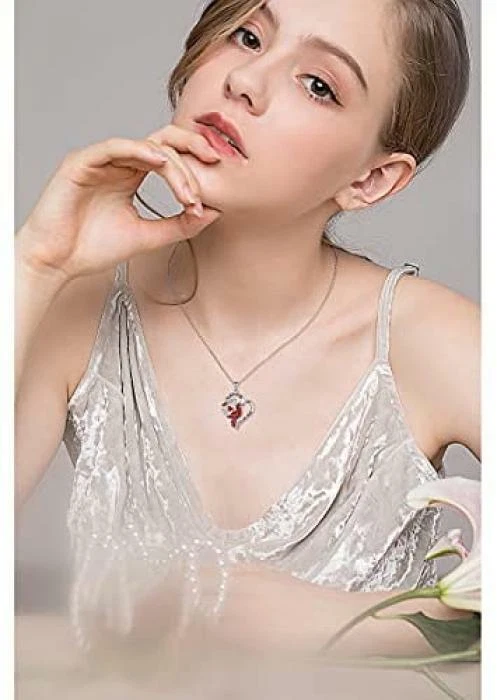 Collar Cardenal Rojo Regalo Conmemorativo para Mujer Collar Cardenales Plata Esterlina Foto 4 de 4