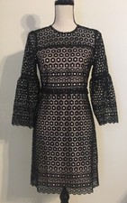 NWT JCREW $188 Bell-sleeve daisylace dress Size4 G7801 In Black