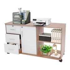 Mobile File Cabinet with 3 Drawers, 2 Compartments, and Locking Mechanism