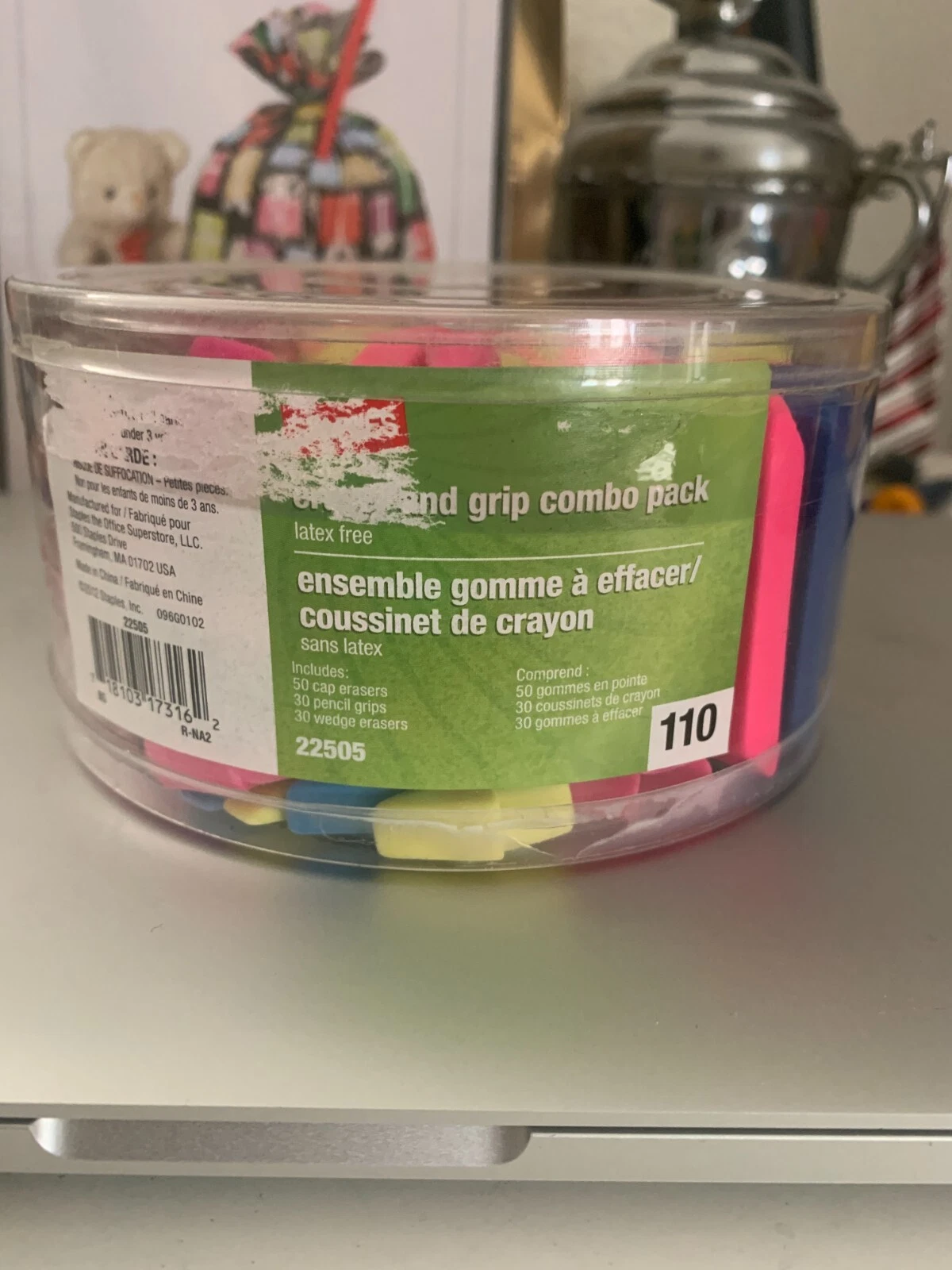 Staples eraser and grip combo pack open box