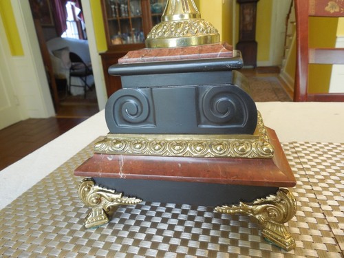 VTG-Antique French Brass on Slate & Red Marble Five Arm Candelabra - Picture 4 of 10