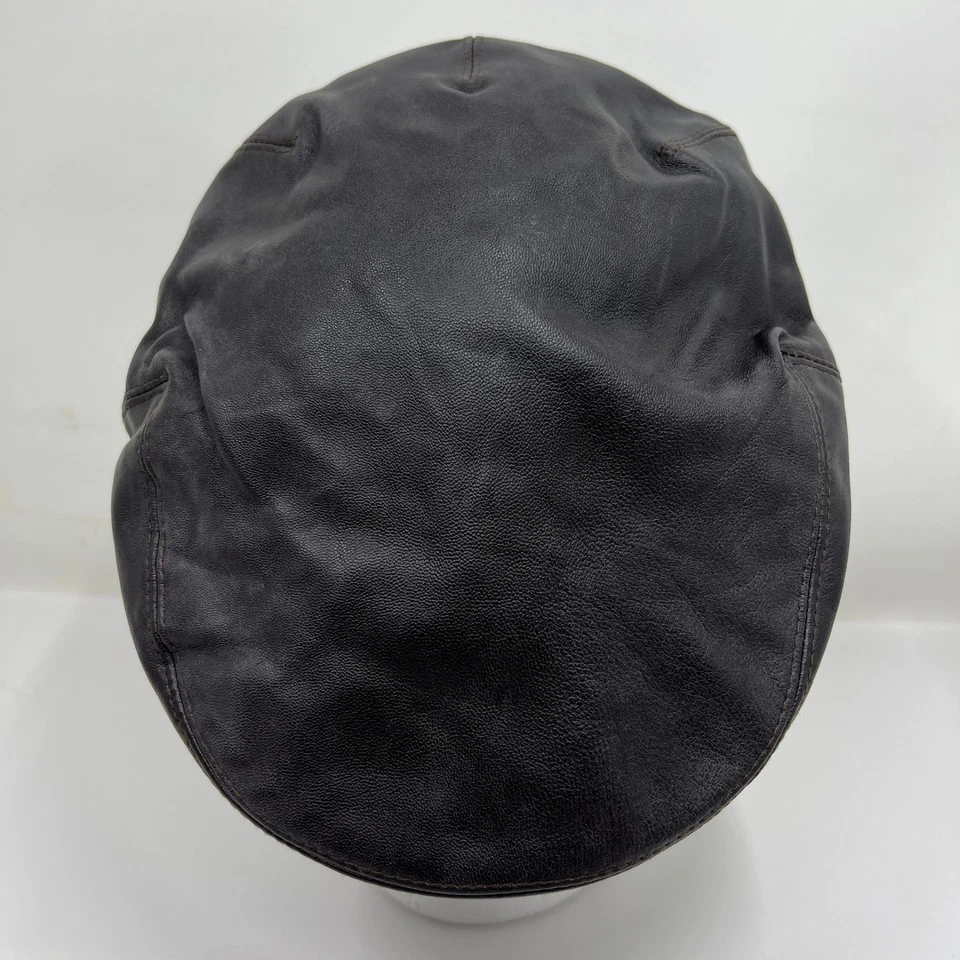 Gorra plana KANGOL de cuero liso Geez grande marrón bordado logotipo de canguro Foto 4 de 4