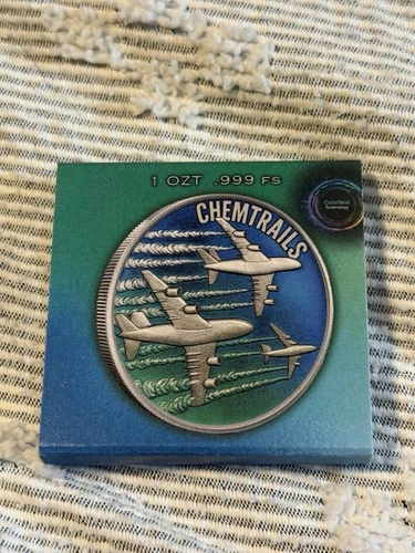 Intaglio Colorized 1 Oz .999 Silver Chemtrails Round 11 Of 199