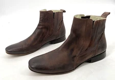 Kenneth Cole NY mens 10.5 Chelsea Boot genuine Brown Leather Ankle made in Italy