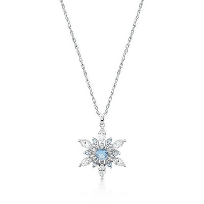 Brilliance Fine Jewelry Women's Simulated Blue Topaz Snowflake Pendant in