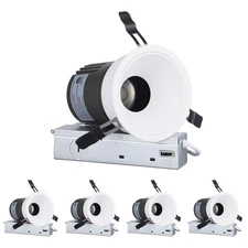 4 Pack 4-Inch 5CCT Anti-Glare LED Recessed Lights, Trimless Gimbal Downlight