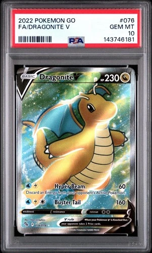 PSA 10 DRAGONITE V 076/078 FULL ART POKEMON GO 😍