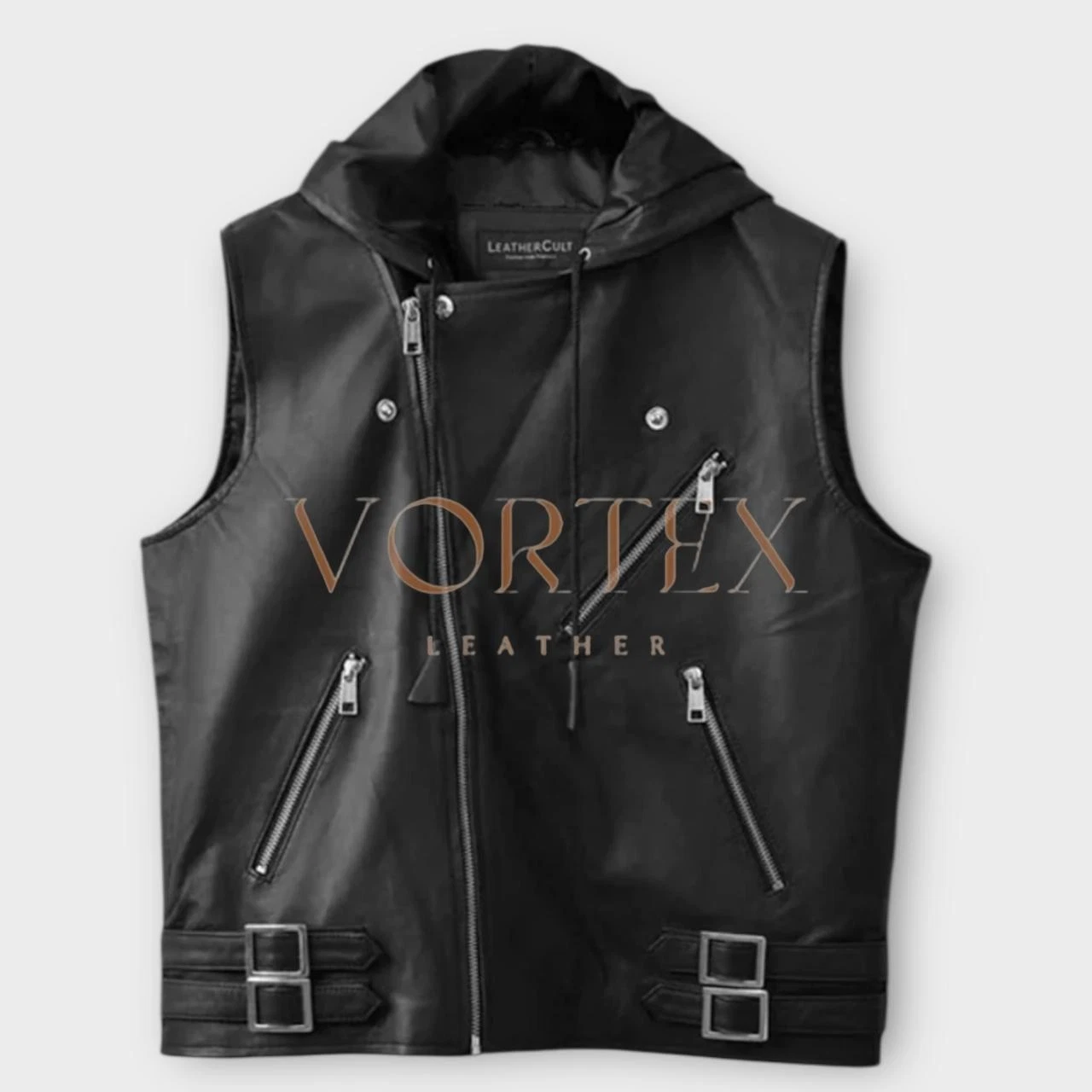 Men's Hooded Style Black Leather Vest Genuine Soft Lambskin Leather Causal Vest
Opens in a new windo