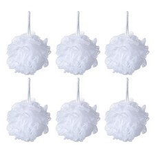 6 PCS 35g Bath Sponge Loofah Shower Pouf White Mesh Puff Exfoliating Scrubber