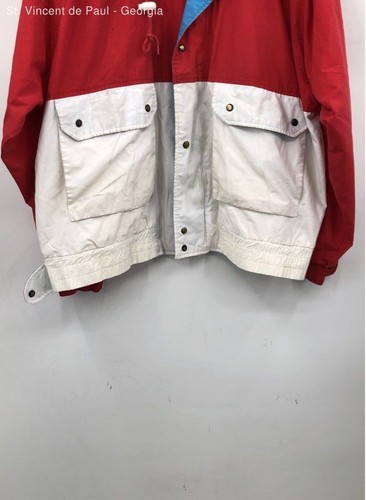 Van Heusen Red White & Blue 417 Rain Jacket Vintage Men's XL 80s Ocean Retro - Picture 2 of 11