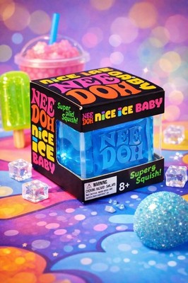 NEE DOH Nice Ice Baby BLUE Super Solid Squish Fidget Stress Relief Toy Brand New