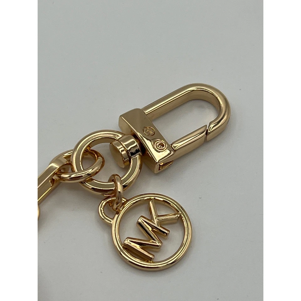 Michael Kors Signature MK Monograma Airpods Estuche Llavero Oro Rosa Bolso Dije Foto 4 de 4