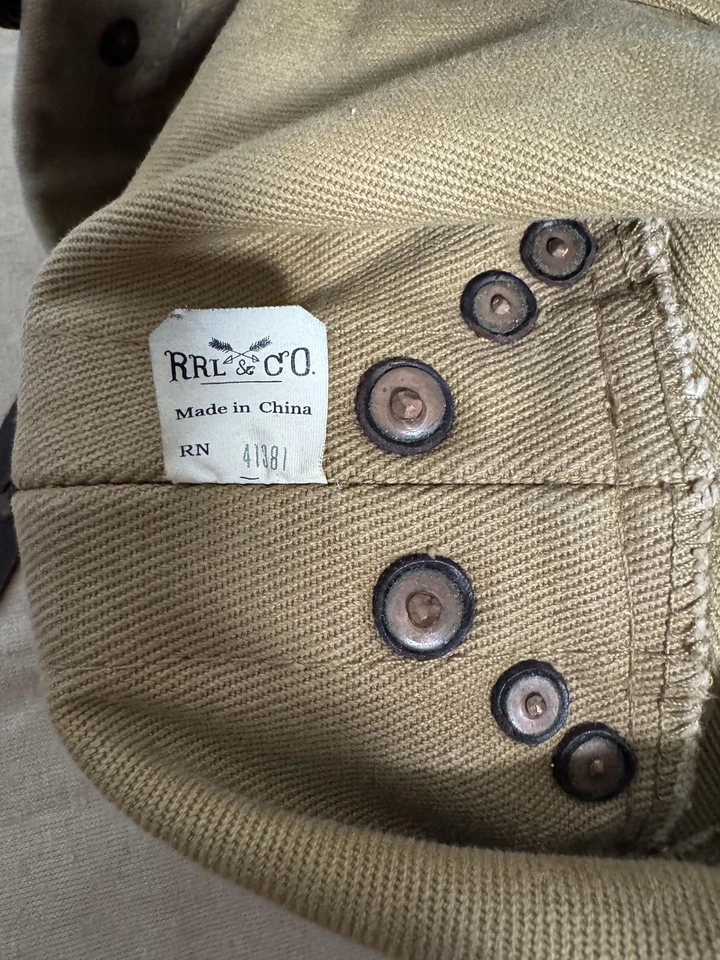 Bolso de hombro RRL & Co Ralph Lauren de cuero de lona caqui marrón fin de semana Foto 2 de 4