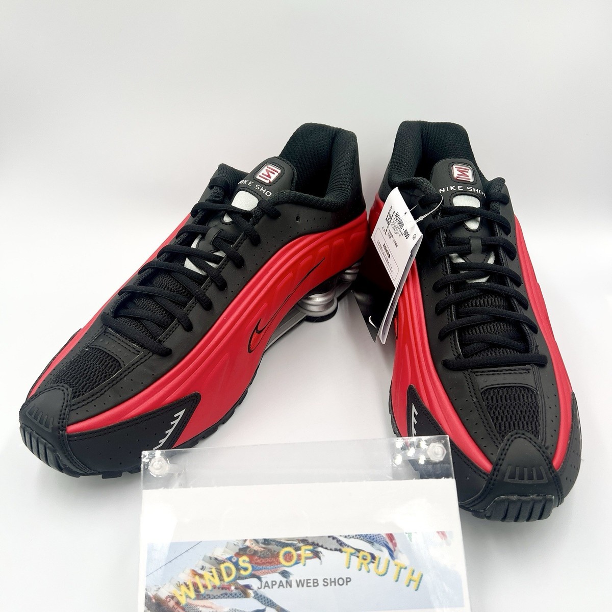 Size 12.5 - Nike Shox R4 University Red Black for sale