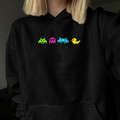 Retro Gaming Hoodie Pixel Art 90er Jahre 8-Bit Arcade Gamer Videogame Geschenk