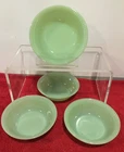 Jadeite Jane Ray Green Ribbed Fruit Dessert Small Bowl 5” Set 4 Anchor Hocking
