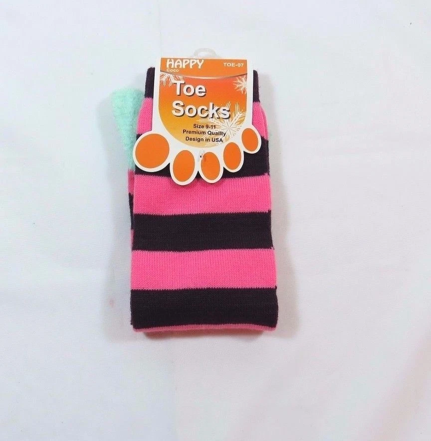 Toe Flip Flop Teddy Bear Star Socks soft Deep Purple Pink Stripes Womens 9-11 N - Image 2 of 3