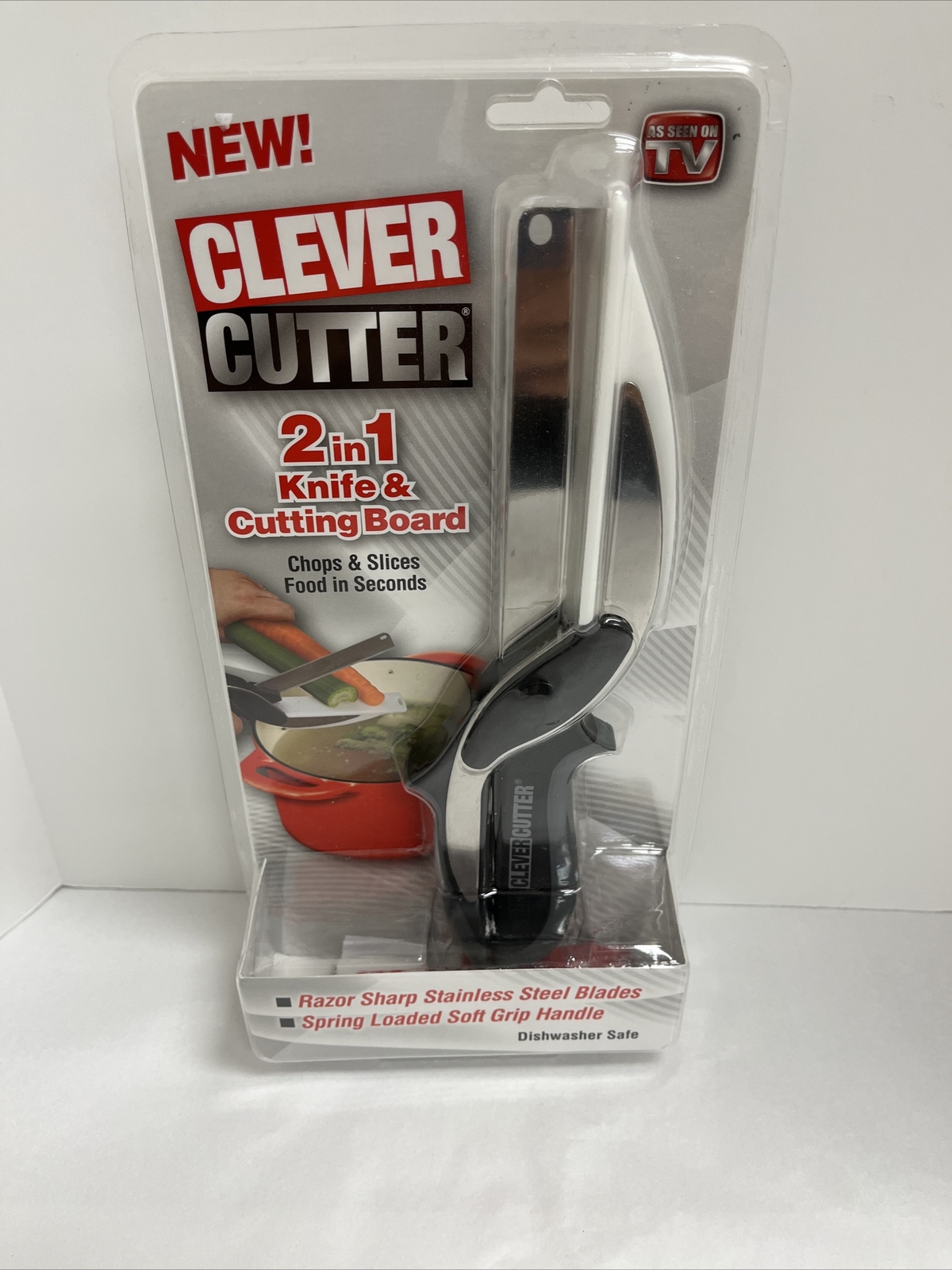 Clever Cutter 2 in 1 Knife Cutting Board Scissors Chops & Slices Food In  Seconds