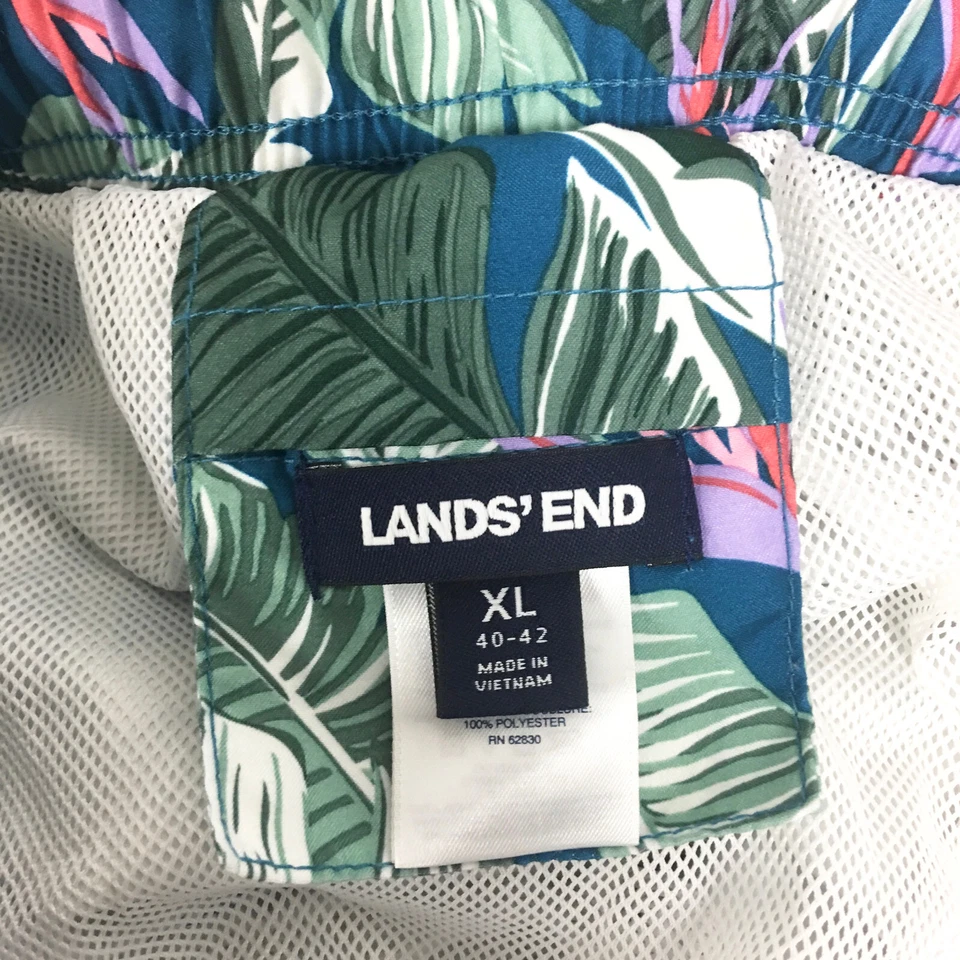 Lands End Mens XL Swim Trunks Hawaiian Tropical Floral 8" - Image 3 of 4