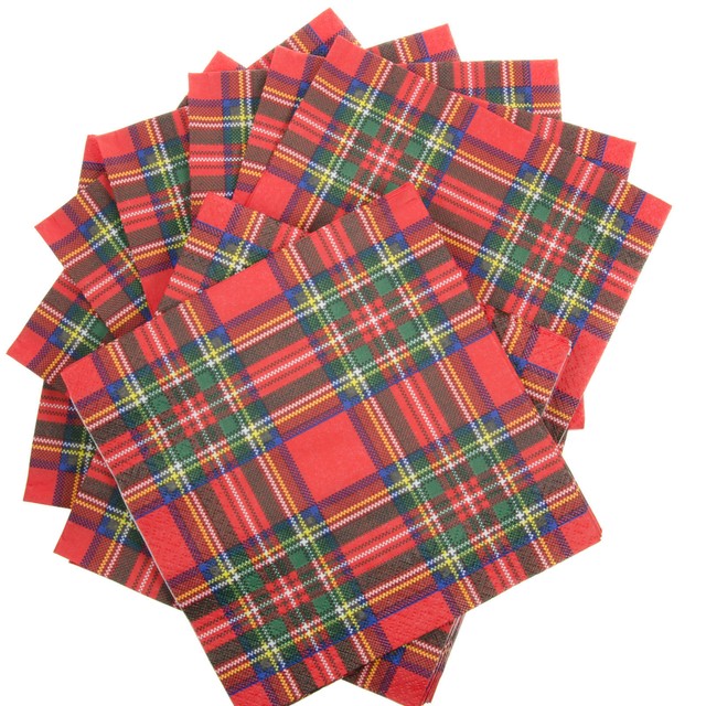Royal Stewart Red Tartan 40cm Large 3 Ply Paper Dinner Napkins Pack of