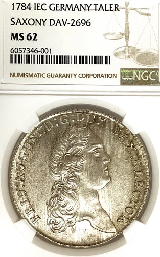 German States Saxony 1784IEC Mining Taler Coin Thaler NGC MS62 VZ/F.STG  TOP POP