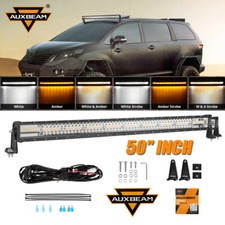 Auxbeam 50inch Led Light Bar 6 Modes Strobe Light Amber White For Jeep Wrangler