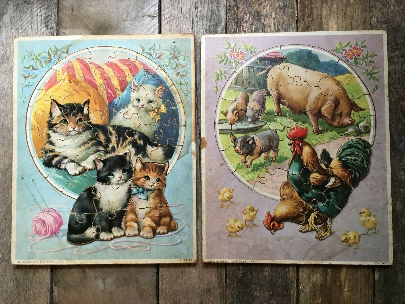 Lot 2 Wooden Childrens Puzzles Victory “Stepping-Out” G J Hayter England