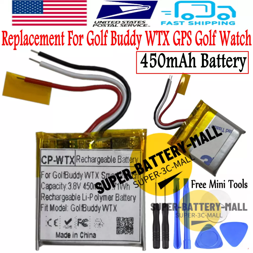 omfatte kan opfattes Picasso USPS For Golf Buddy WTX Smart watch GPS Wach 450mAh Rechargeable Battery |  eBay