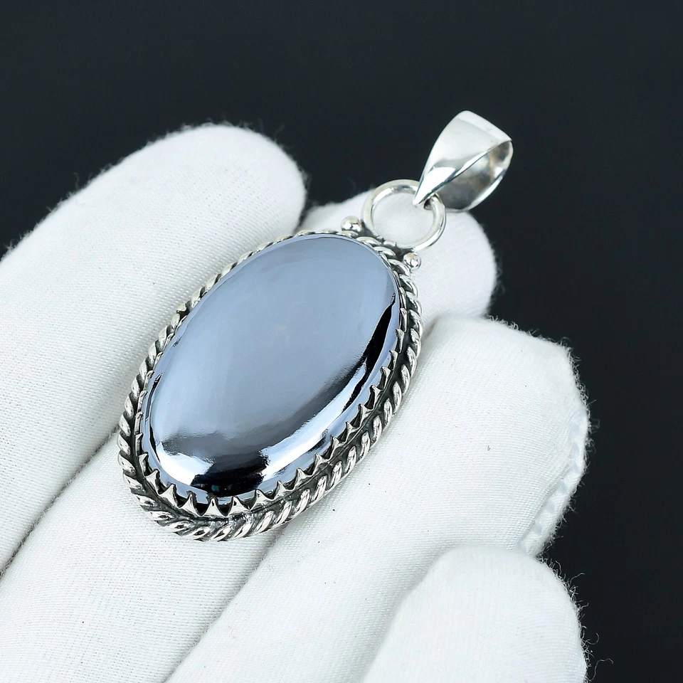 Naturale Shungite Gemma Ciondolo 925 Argento Sterling Fatto a Mano Gioielli Love - Immagine 3 di 4