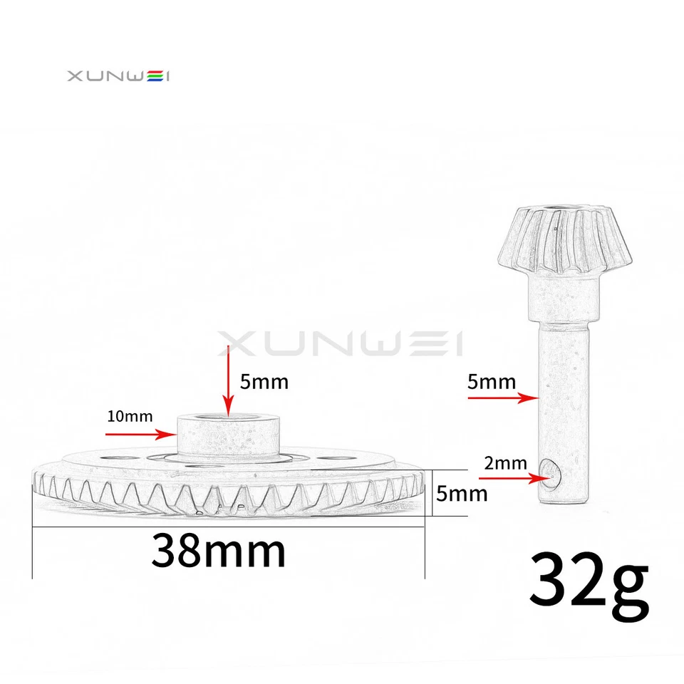 AX30402 Heavy Duty Bevel Helical Gear Set 43T & 13T fits Axial Yeti SCX10 Wraith - Image 3 of 4
