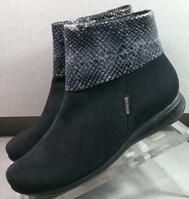 NERIA LMSPBT90 WOMEN SHOE 7 M (EURO 4.5) BLACK NUBUCK ANKLE BOOT BY MEPHISTO