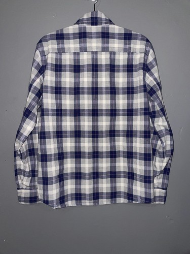 APC Button Shirt Mens L Plaid L/S Blue Gray Pink Chest Pockets Mid Weight READ! - Picture 13 of 16