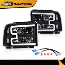 Clear/Black LED DRL Headlights Fit For Ford F250 F350 F450 F550 05-07 Super Duty
