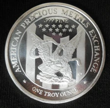 AMERICAN PRECIOUS METALS, ONE TROY OUNCE .999 FINE SILVER oz.  Apmex