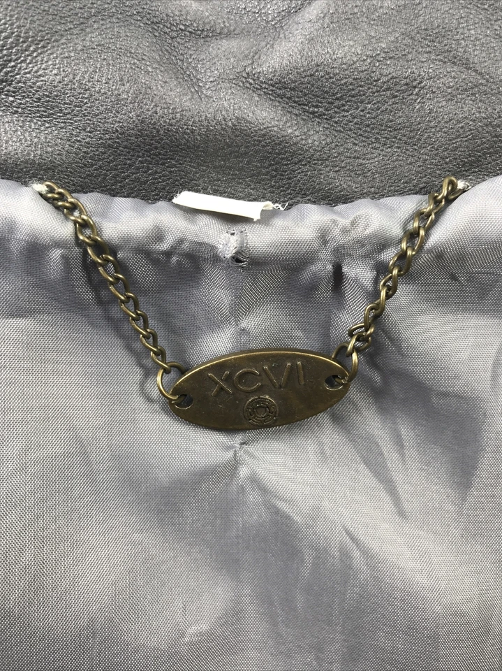 XCVI Mujer Ombre Gris Cuero Chaqueta Top Cremallera Completa Manga Larga Talla XL Foto 3 de 4