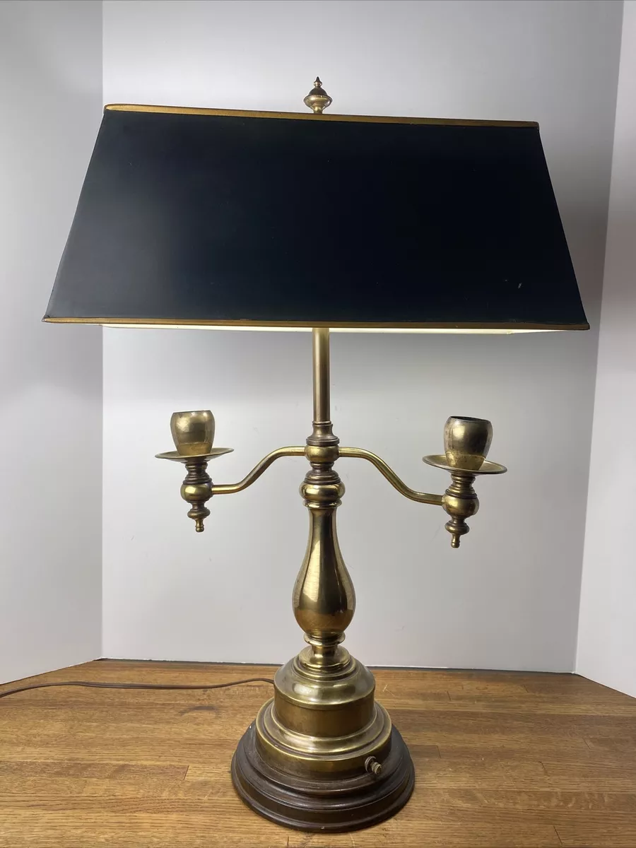 25” Frederick Cooper Brass Lamp Candleabra Style Black Metal Shade