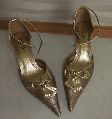 sexy JED High Heels Pumps gold GR. 38 WIE NEU Hingucker!! Details * spitz