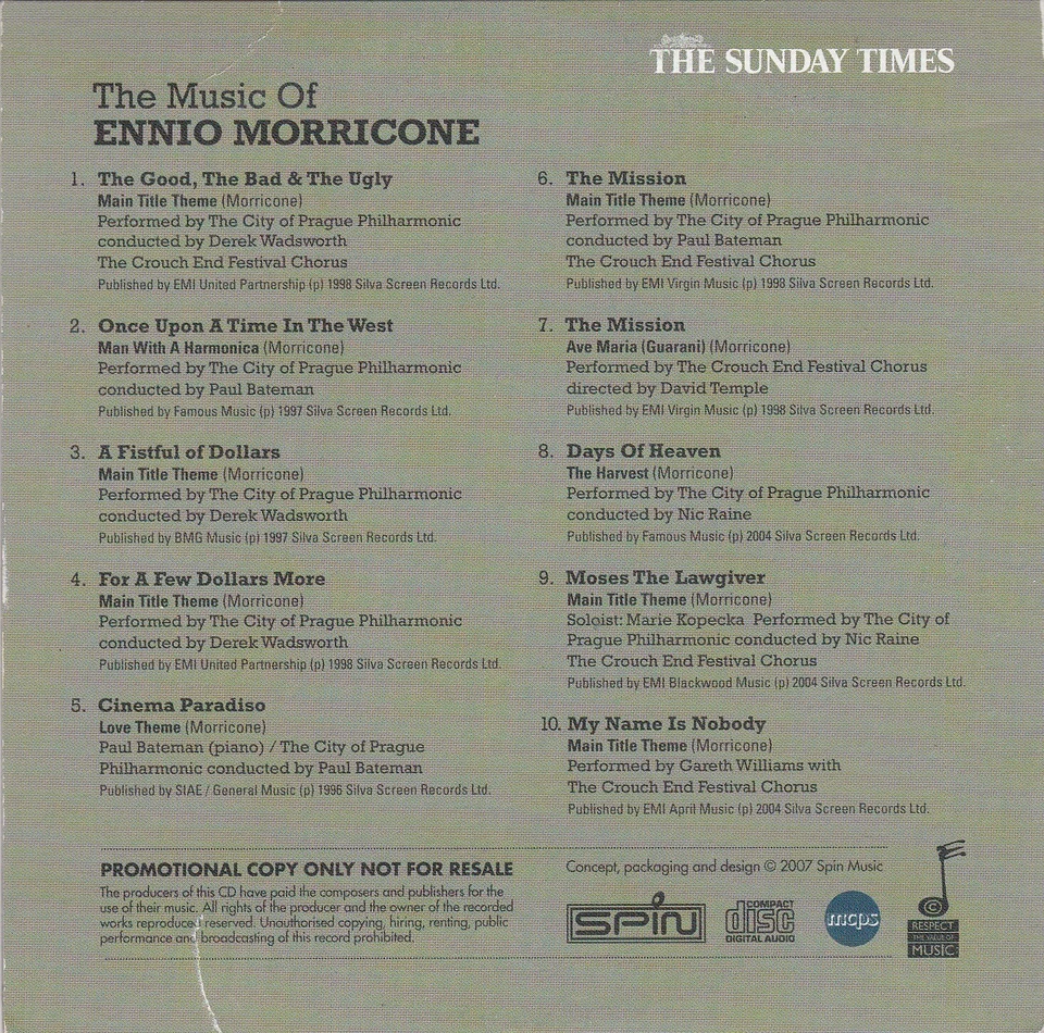 THE MUSIC OF ENNIO MORRICONE ( THE SUNDAY TIMES Newspaper CD ) - Bild 2 von 3