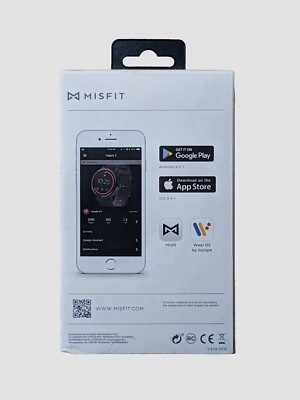 Misfit Vapor 2 30mm Jet Black Smart Watch Black Sport Strap