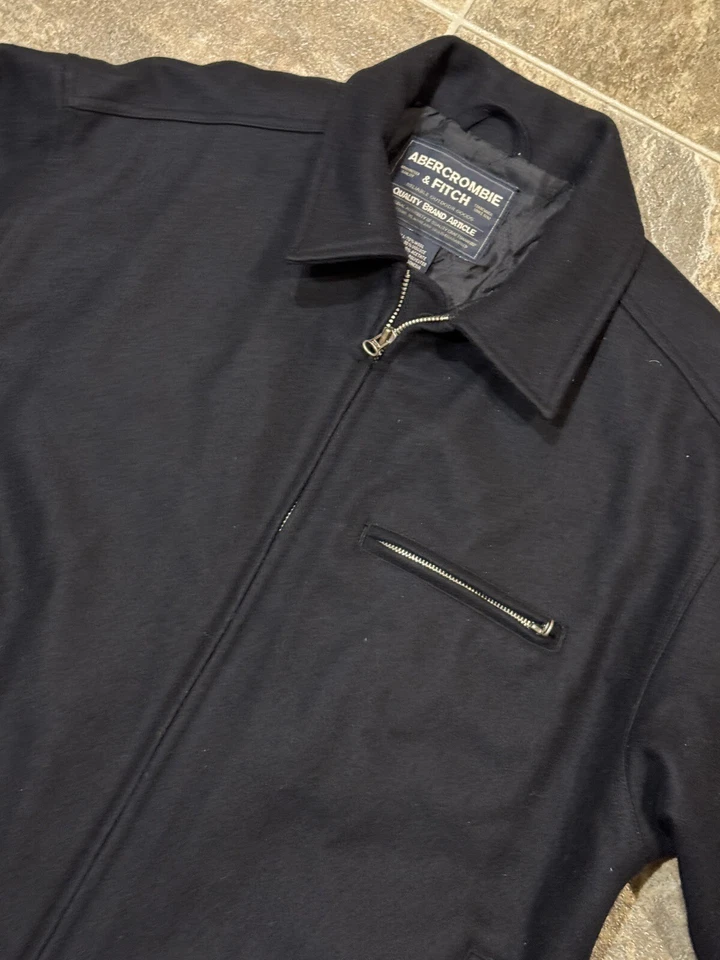 Vintage 90's Abercrombie & Fitch Wool Peacoat Mid length Navy Blue Men's Size M - Image 2 of 4