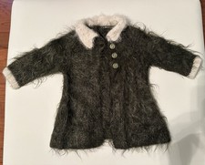 Vintage Mohair Child  s Jacket small  Olive Green And Cream