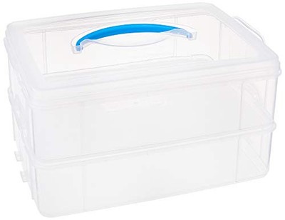 Snap N Stack Portable Storage Bin for Tools and Craft 14.1 x 10.5-Inch Clea