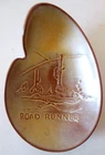 VTG FRANKOMA POTTERY ASHTRAY TRINKET DISH 466 BROWN ROAD RUNNER & CACTUS Fp